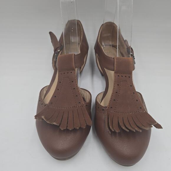 Naturalizer Women's Size 6 M Brown Leather Sandals Closed Toe Ankle Strap Kiltie - Picture 2 of 6